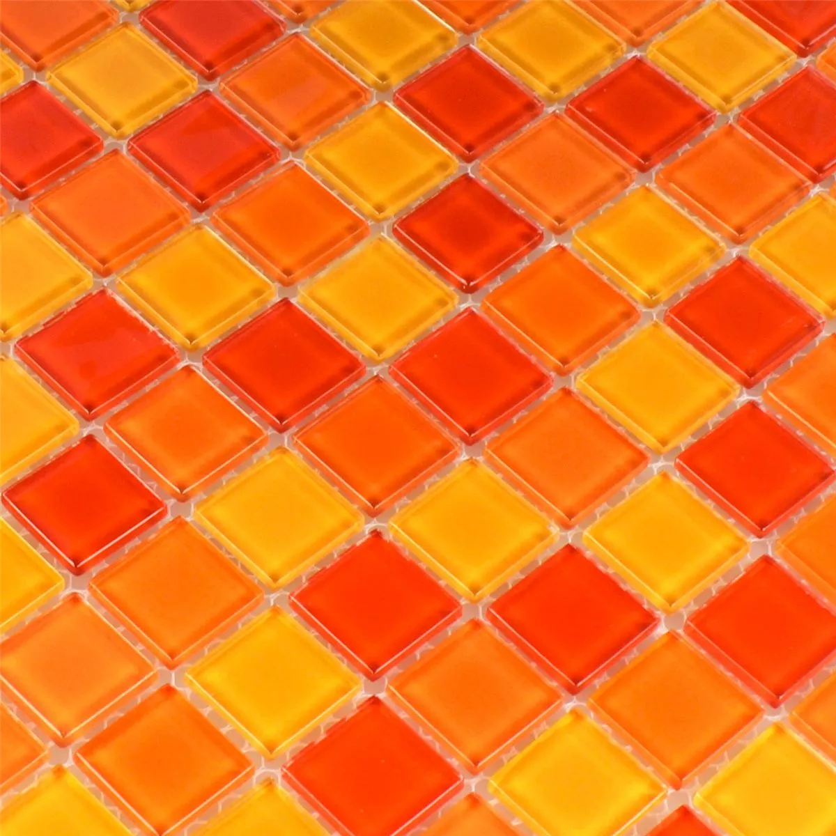 Mozaiková Dlaždice Sklo Červenooranžová Žlutá 25x25x4mm