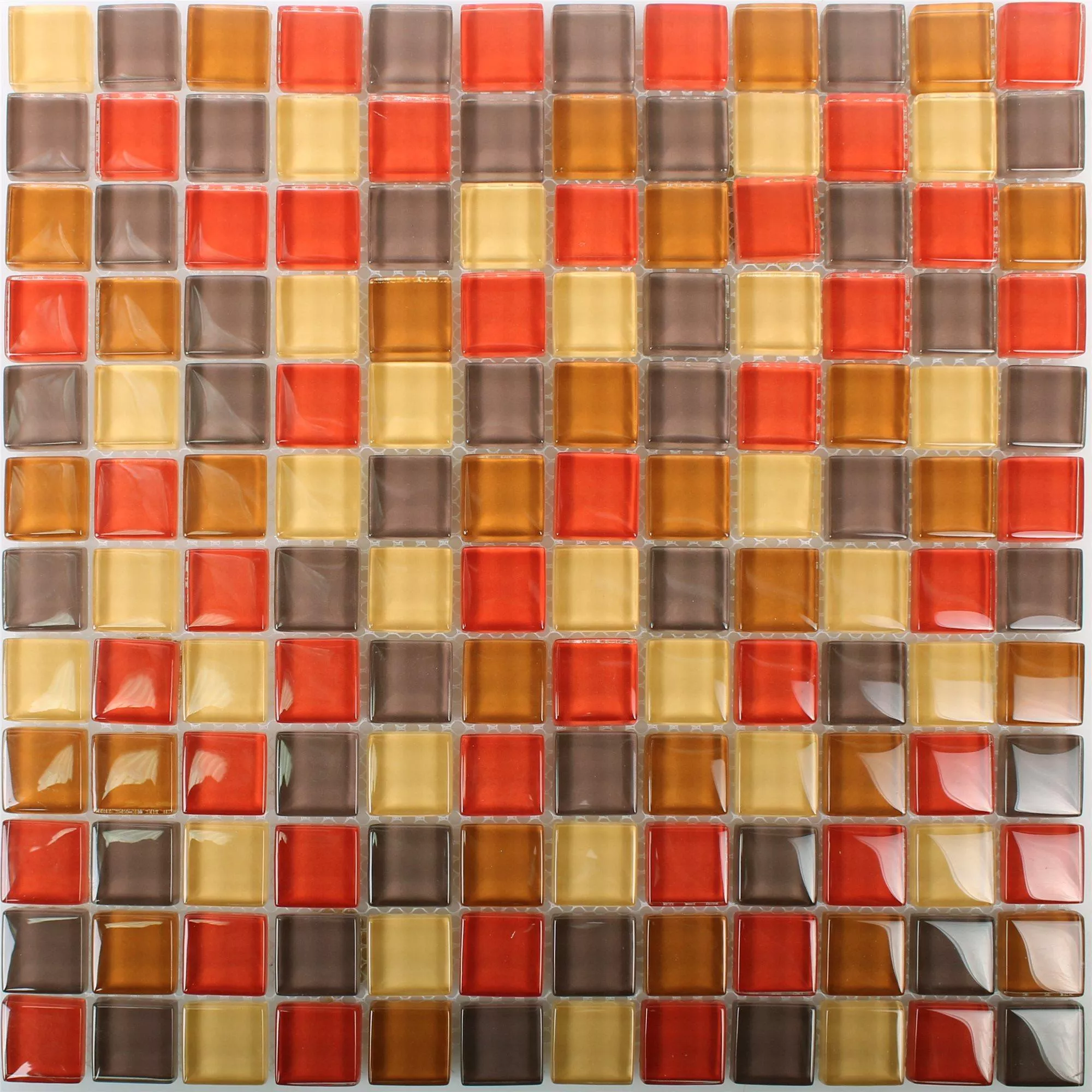 Skleněná Mozaika Dlaždice 23x23x8mm Červená Mix