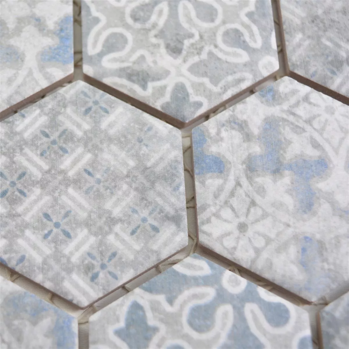 Vzorek Keramické Mozaikové Dlaždice Retro Lawinia Šestiúhelník Modrá