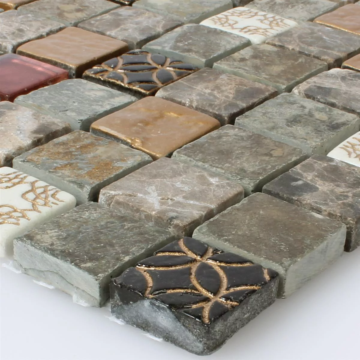 Vzorek Mozaiková Dlaždice Sklo Přírodní Kámen Mix 23x23x8mm