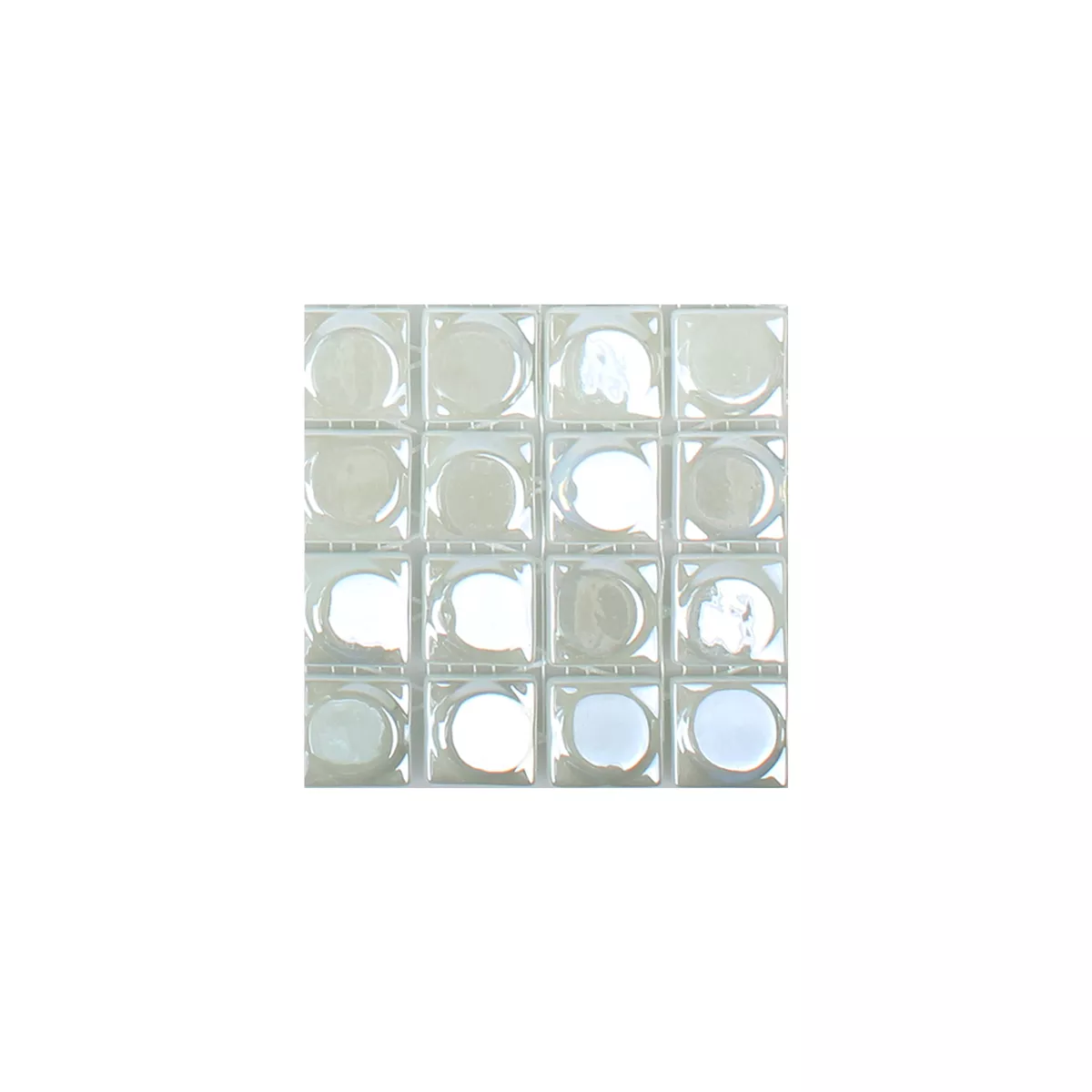 Vzorek Skleněná Mozaika Dlaždice Accra Bílá 3D Zaoblený
