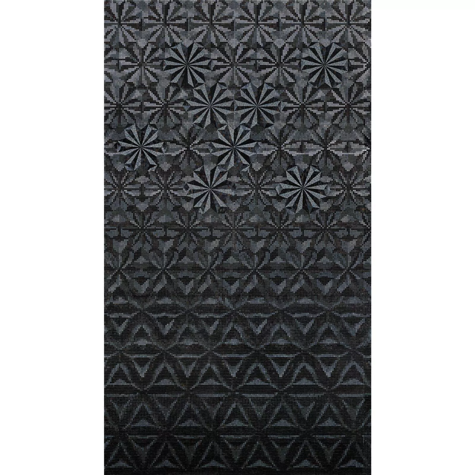 Skleněná Mozaika Obrázek Magicflower Black 110x240cm