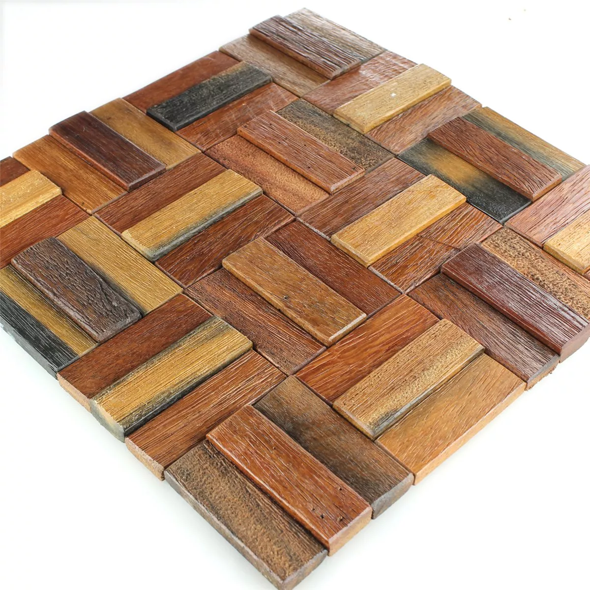 Dřevěná Mozaika Dlaždice Lodní Prkna Lakovaný