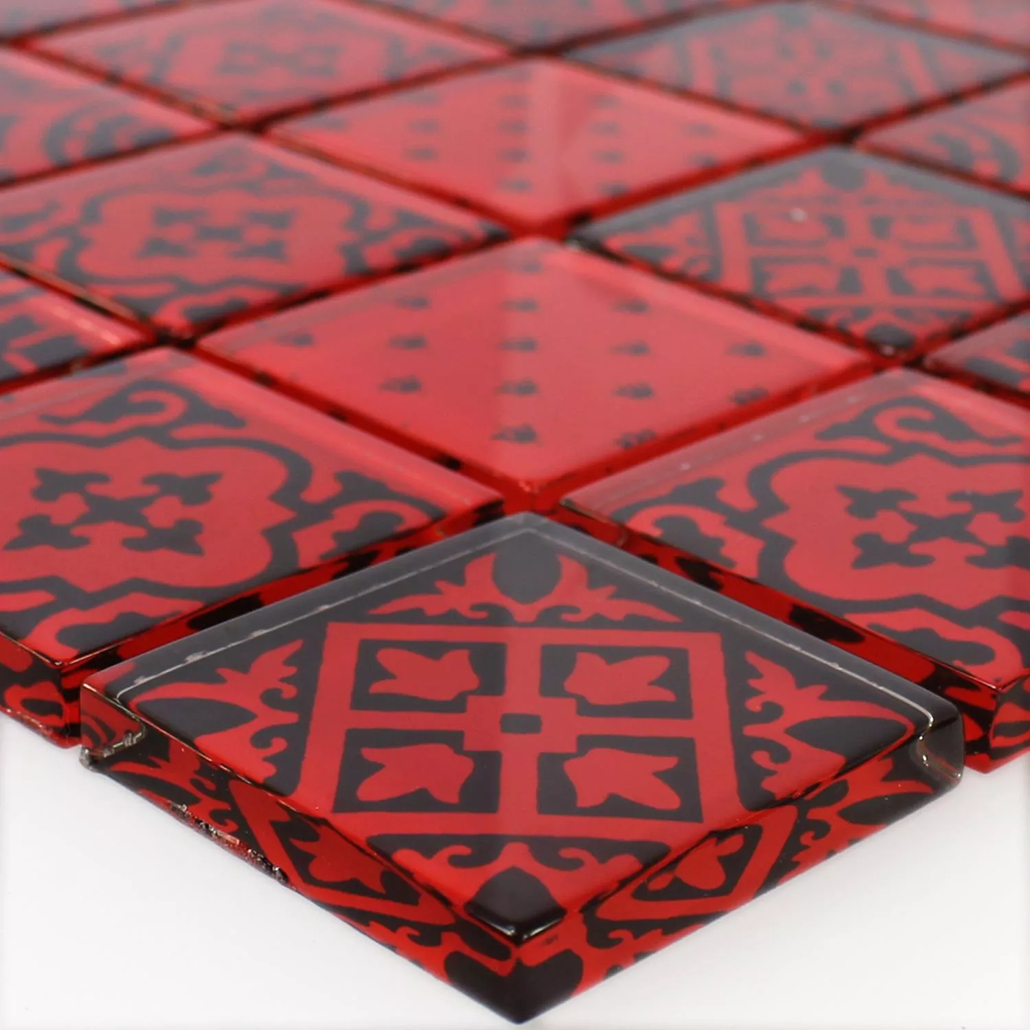 Mozaiková Dlaždice Sklo Barock Ornament Červená