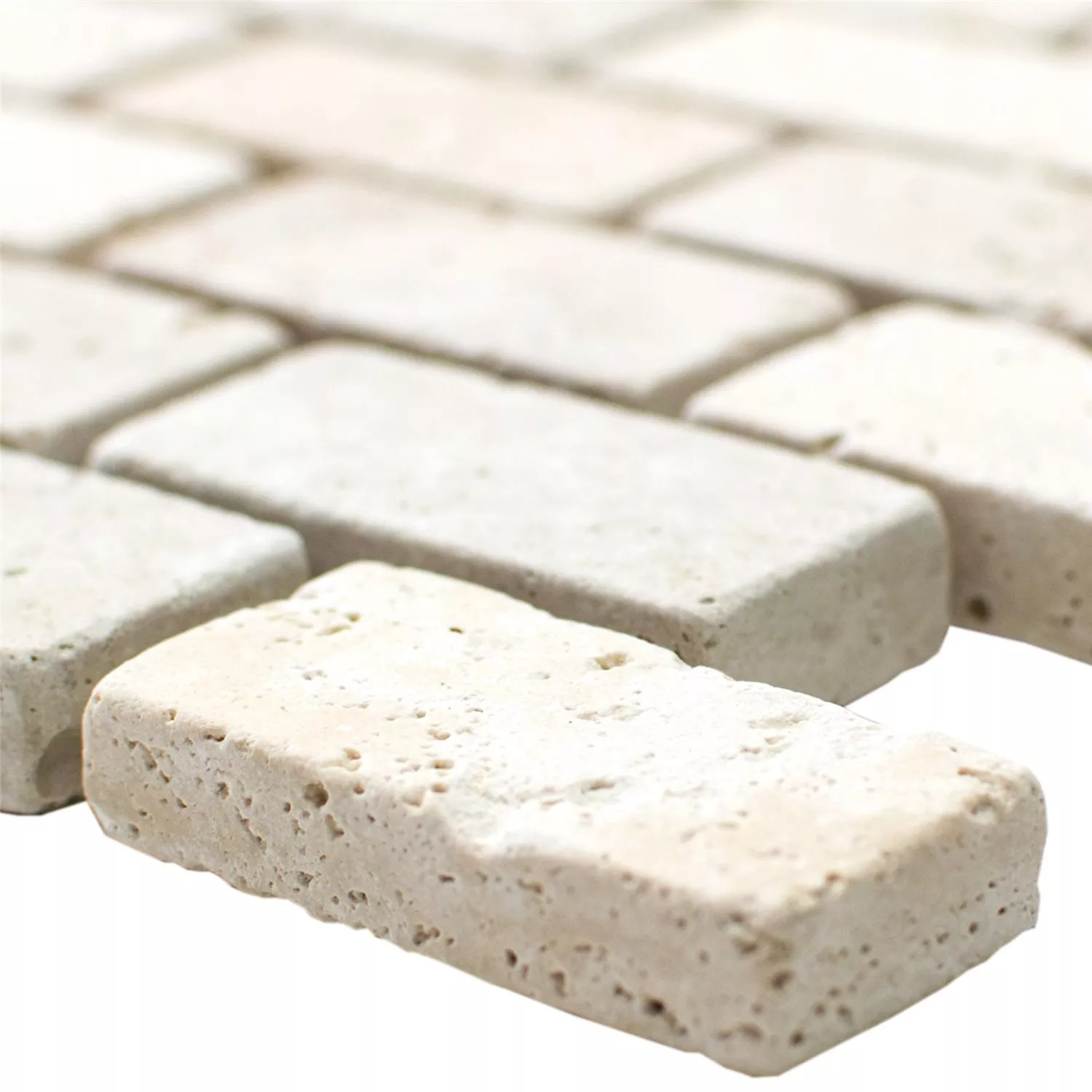 Mozaiková Dlaždice Z Travertinu. Barga Béžová Brick Mozaiková Dlaždice Z Travertinu. Barga Béžová Brick