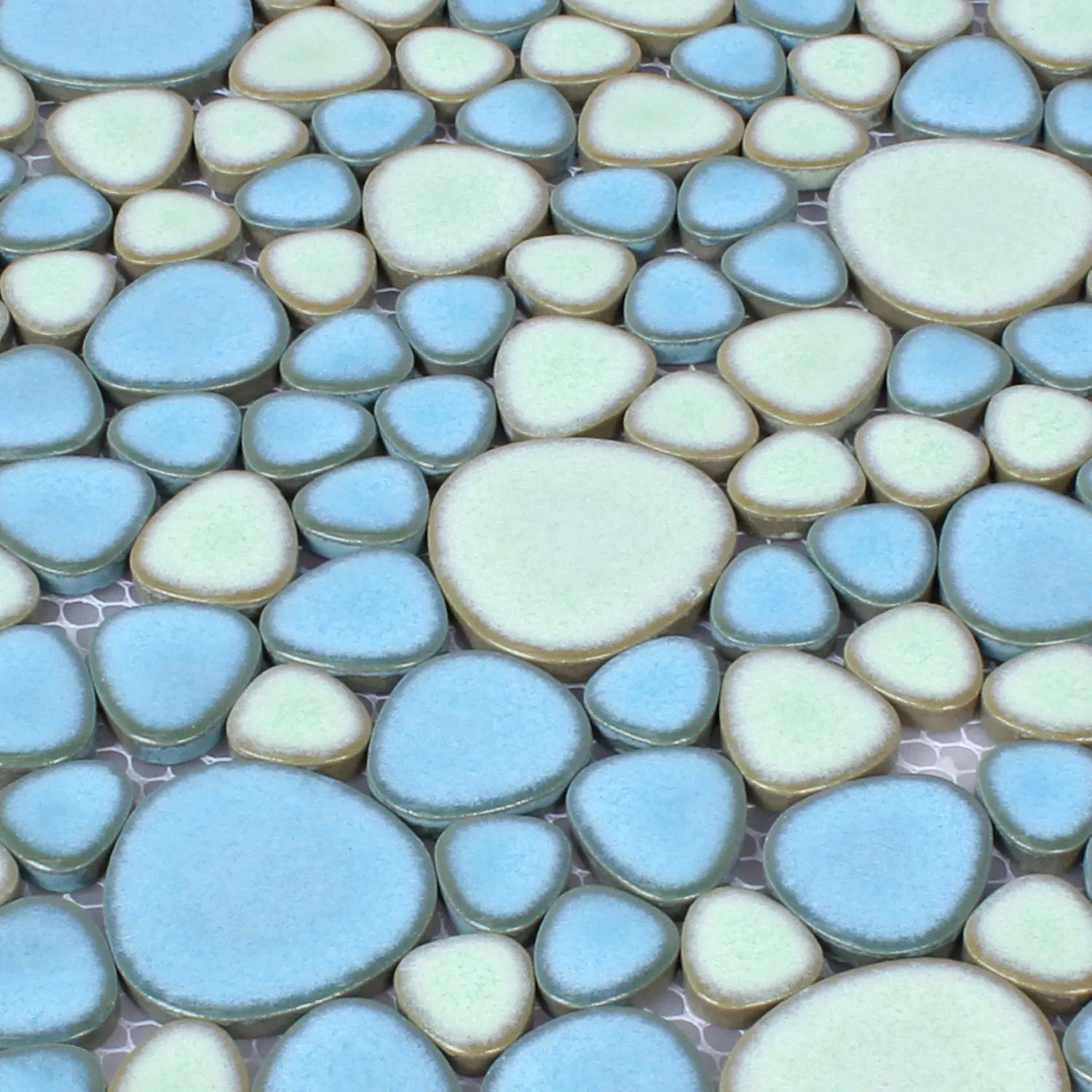 Vzorek Mozaiková Dlaždice Keramika Říční Oblázky Vzhled Tyrkysový