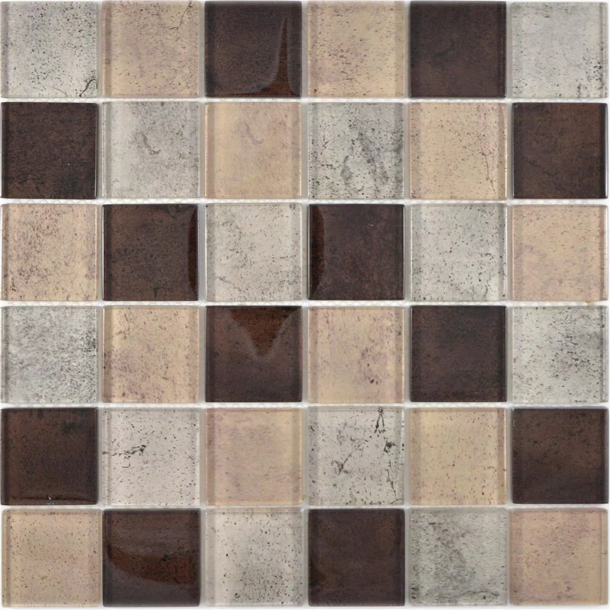 Vzorek Skleněná Mozaika Dlaždice Mignon Hnědá