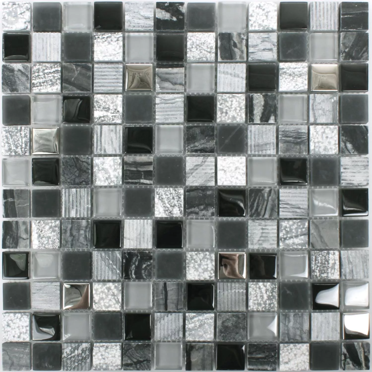 Vzorek Mozaiková Dlaždice Venzona Černá Stříbrná 