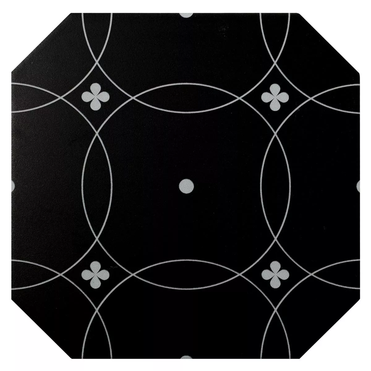 Kameniny S Porcelánovou Povrchovou Úpravou Dlaždice Genexia Černá Bílá Decor 1 Osmiúhelník 20x20cm