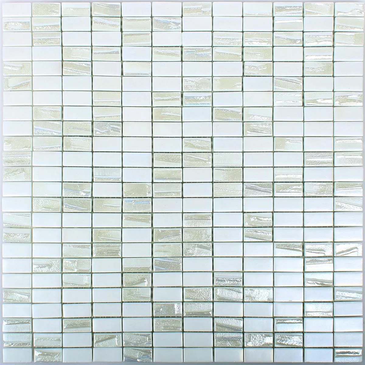 Vzorek Skleněná Mozaika Dlaždice Presley Bílá Metallic Hůlky