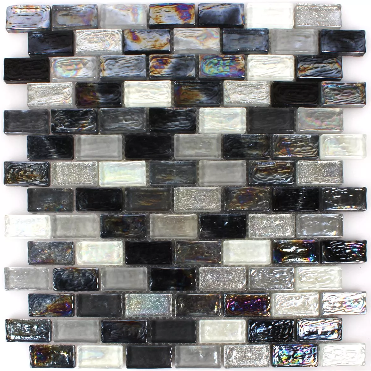 Vzorek Mozaiková Dlaždice Sklo Efekt Petrol Black Mix 