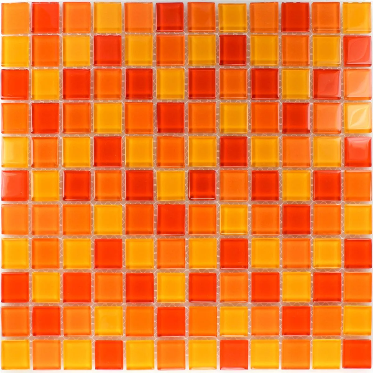 Mozaiková Dlaždice Sklo Červenooranžová Žlutá 25x25x4mm