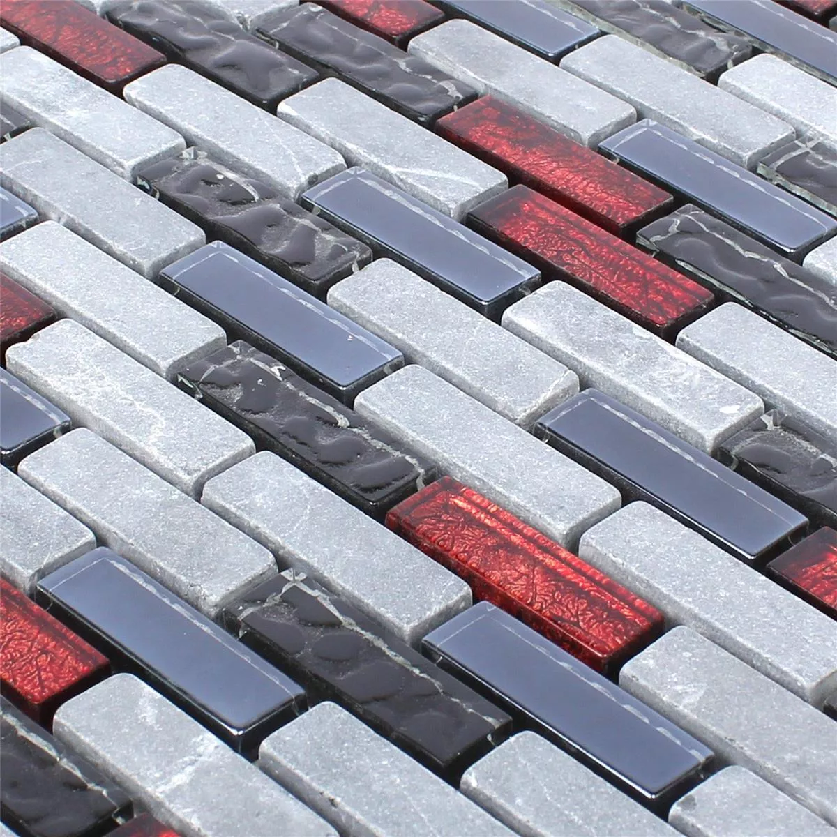 Vzorek Skleněná Mozaika Dlaždice Z Přírodního Kamene Marley Černá Červená Šedá