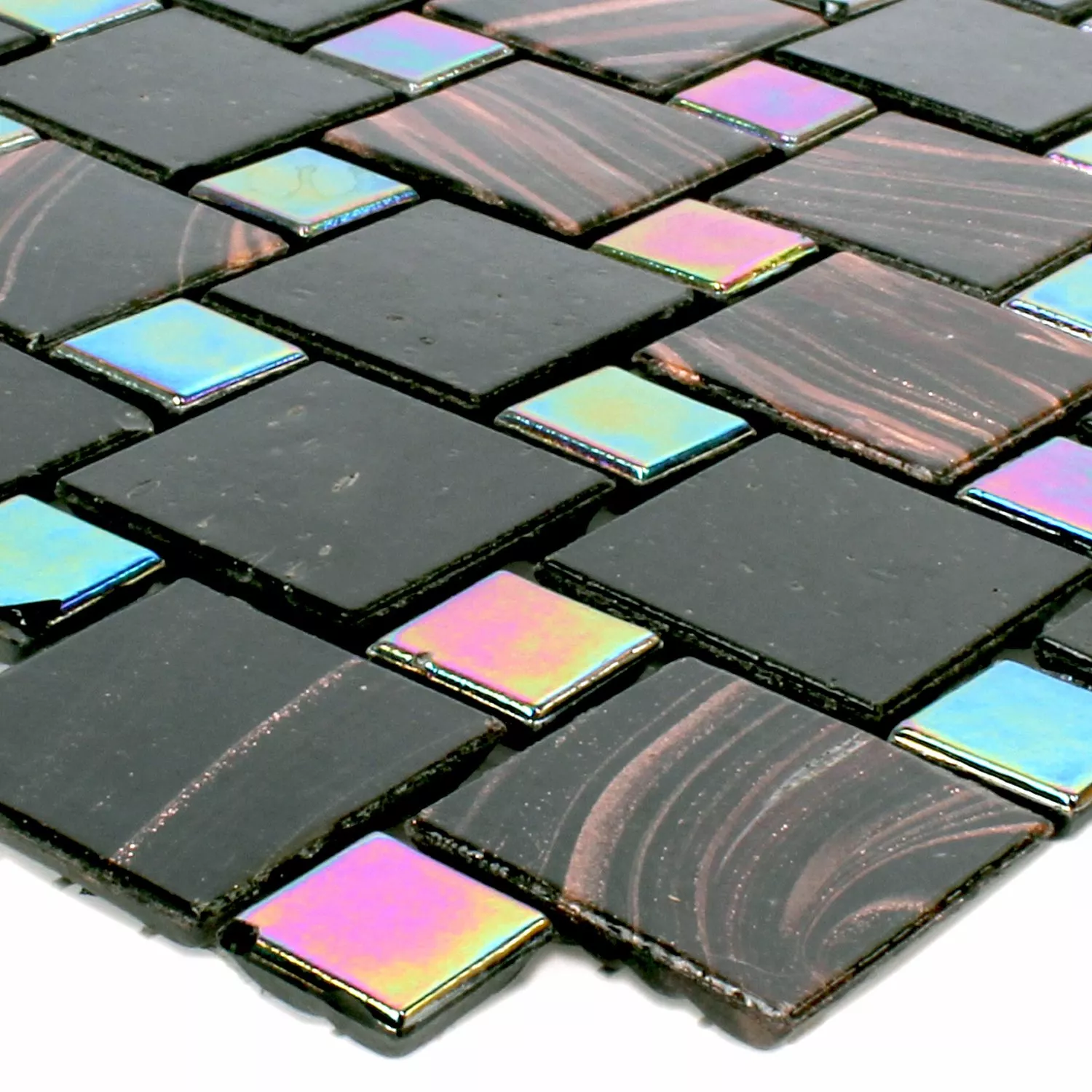 Vzorek Mozaiková Dlaždice Sklo Tahiti Hnědá Černá Metallic