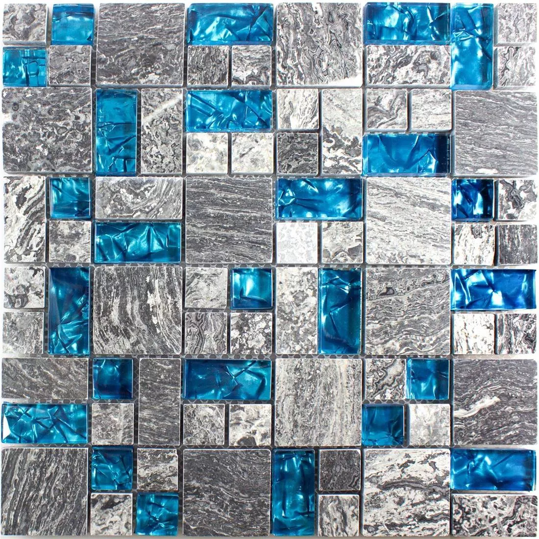Vzorek Skleněná Mozaika Dlaždice Z Přírodního Kamene Manavgat Šedá Modrá ix