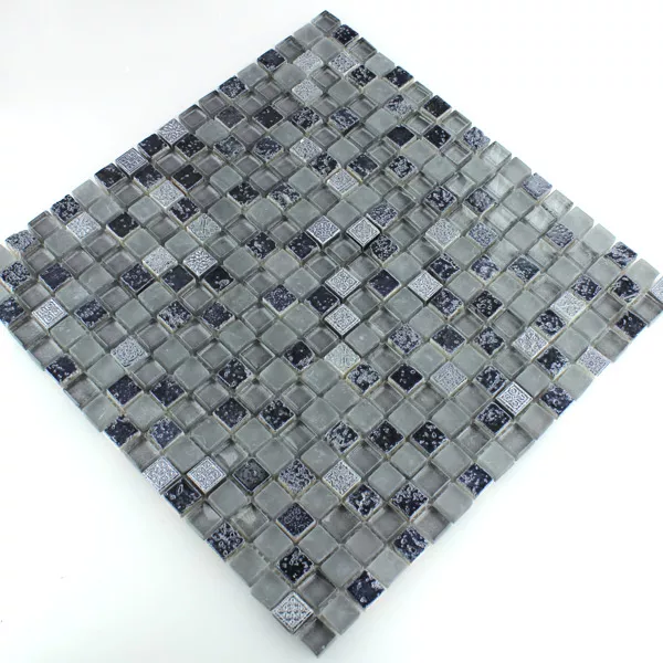 Vzorek Mozaiková Dlaždice Escimo Sklo Přírodní Kámen Mix Grey Black