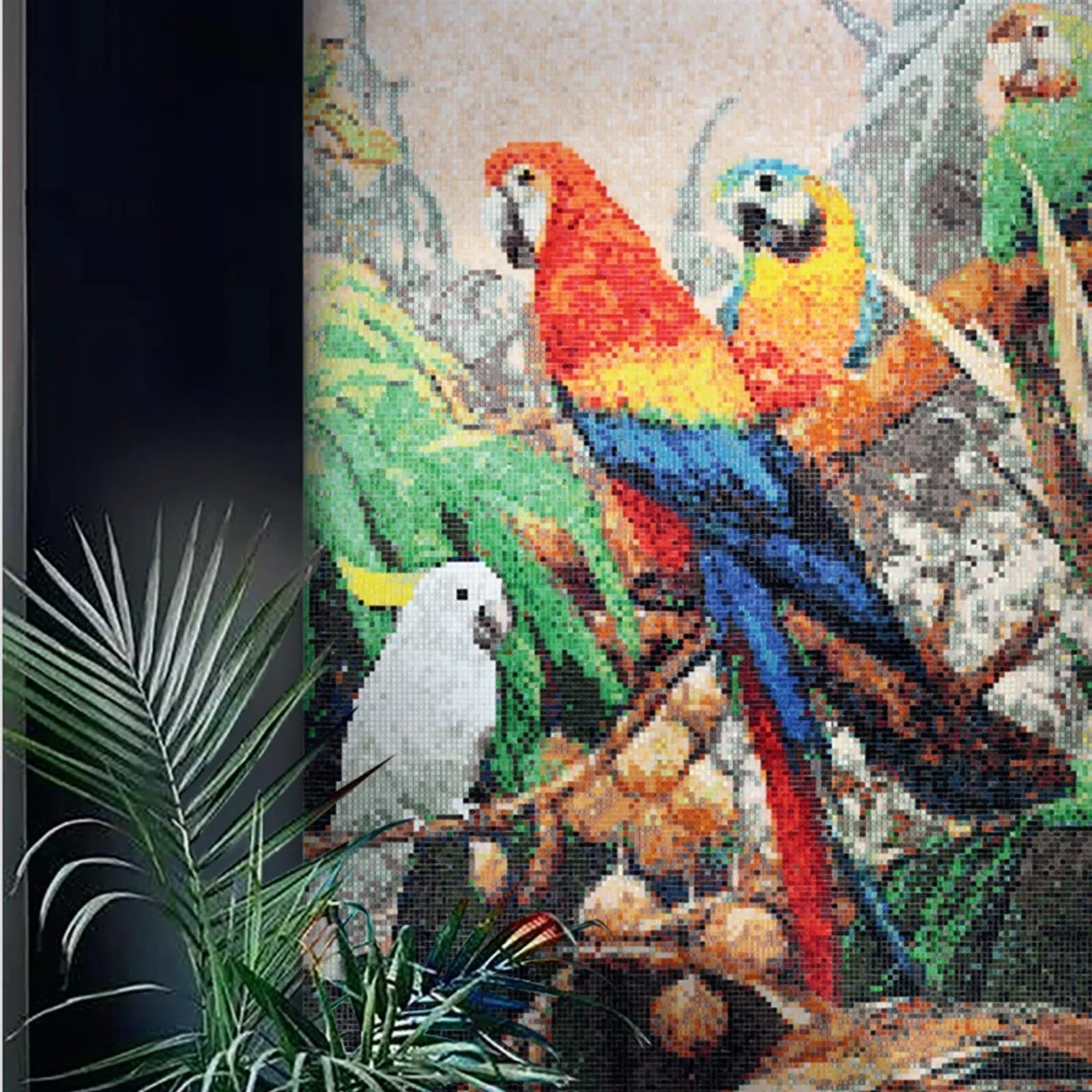 Skleněná Mozaika Obrázek Parrots 130x240cm