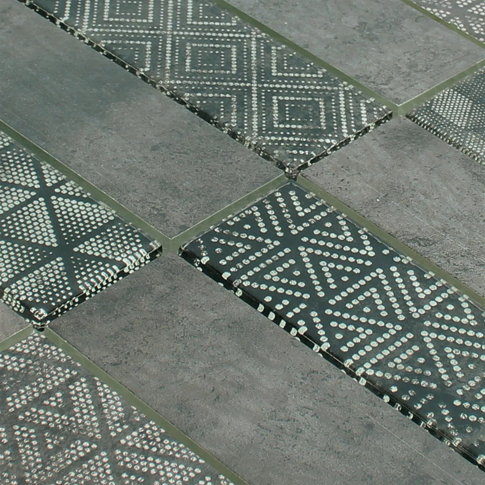 Skleněná Mozaika Dlaždice Patras Antracitová