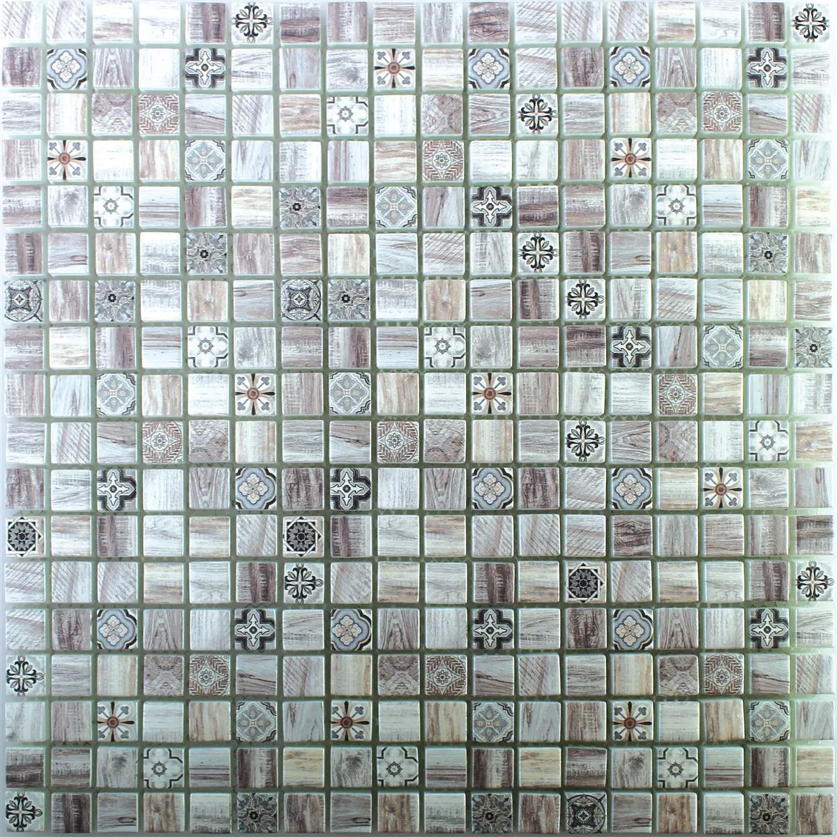 Vzorek Skleněná Mozaika Dřevěný Vzhled Dlaždice Vision Světle Hnědá