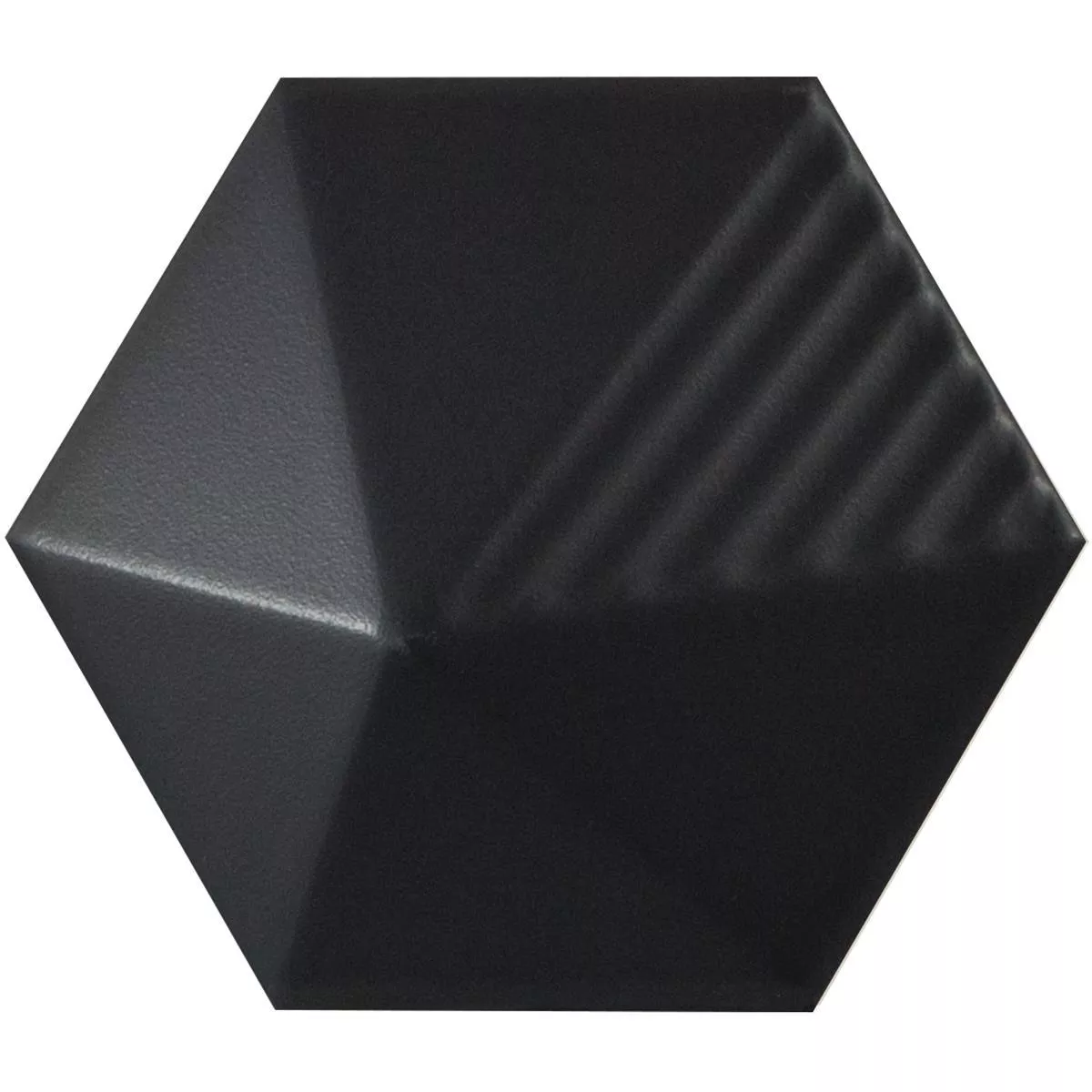 Vzorek Nástěnné Obklady Rockford 3D Šestiúhelník 12,4x10,7cm Černá Matný