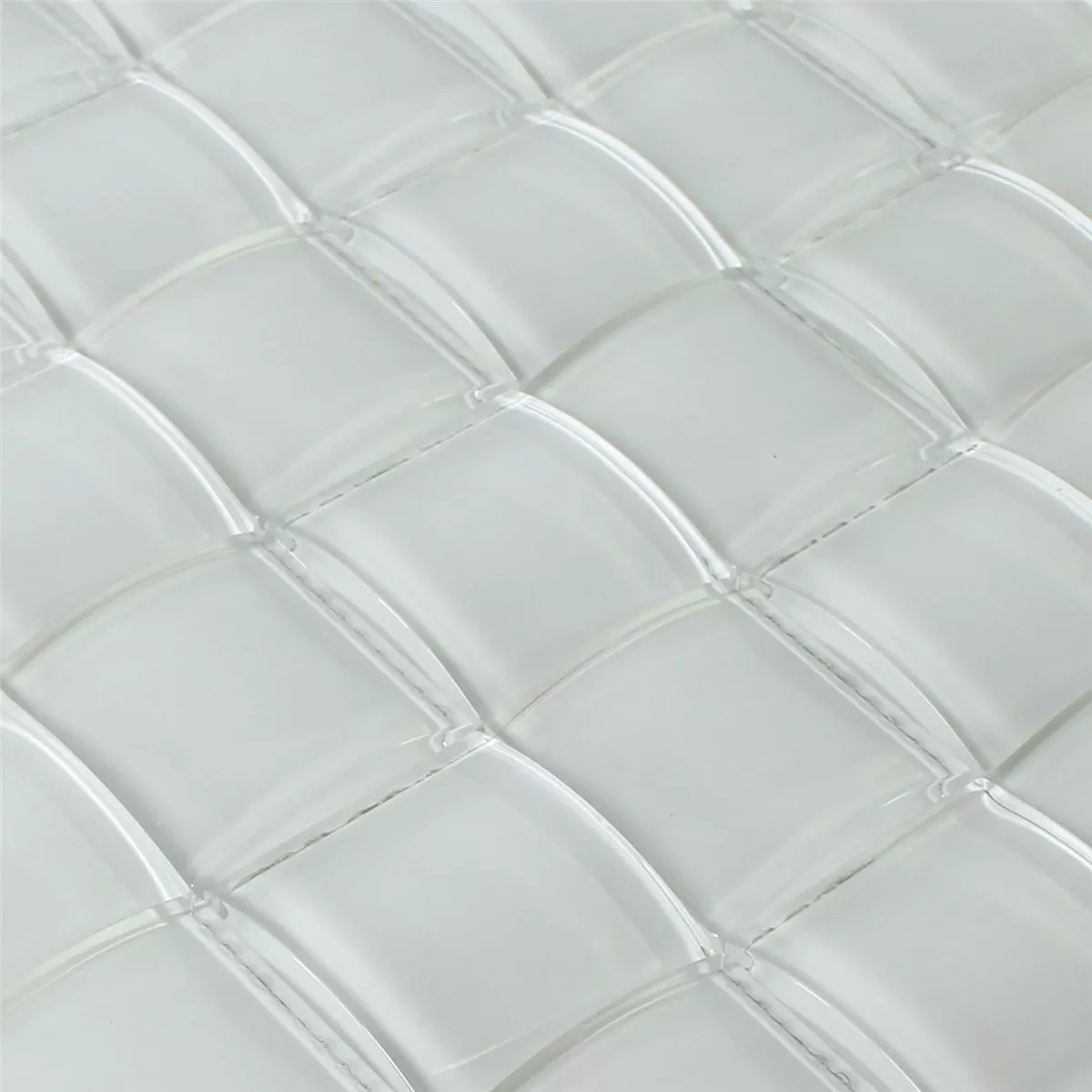 Skleněná Mozaika Dlaždice 3D Efekt Bílá Uni