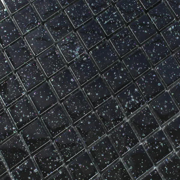 Vzorek Skleněná Mozaika Dlaždice Noc Černá Třpytky 
