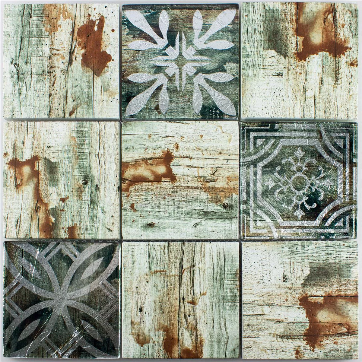 Vzorek Skleněná Mozaika Dlaždice Dřevěný Vzhled Township Béžová Hnědá Q98