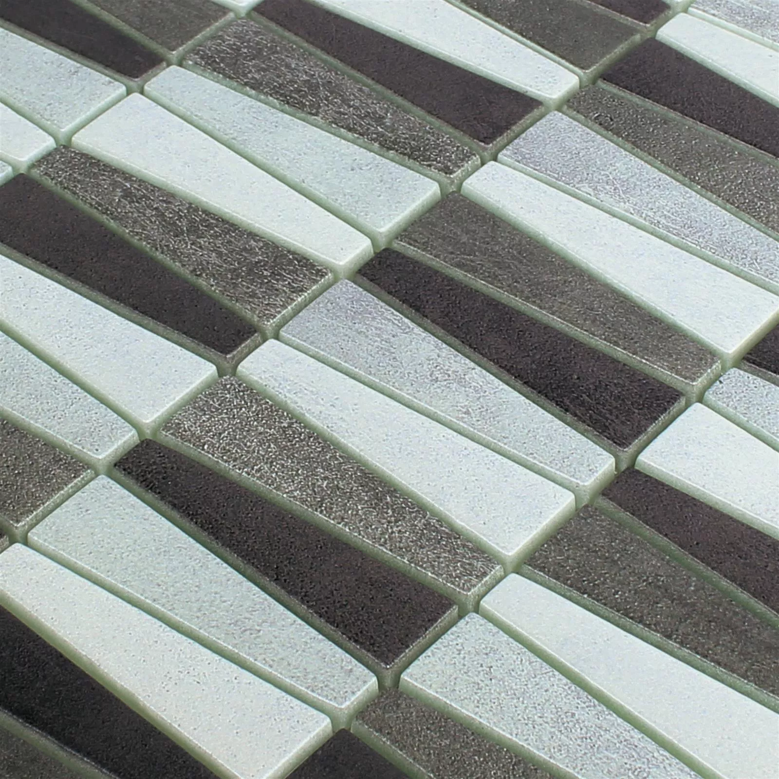 Vzorek Skleněná Mozaika Dlaždice Wolgagrad Černá Šedá Stříbrná