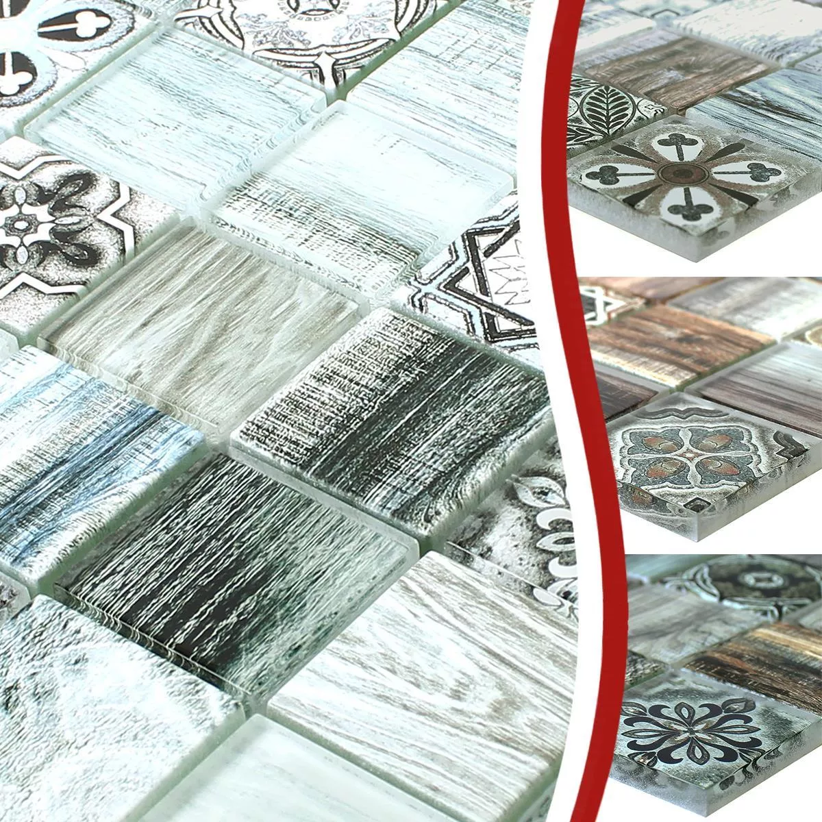 Vzorek Skleněná Mozaika Dlaždice Dřevěný Vzhled Makarska