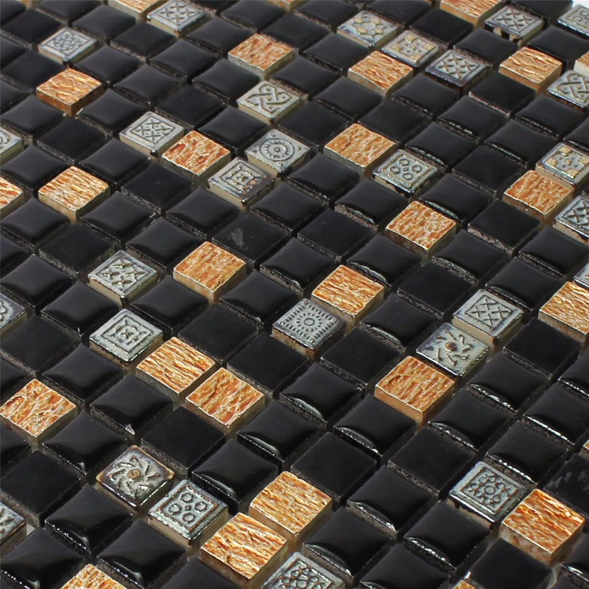 Vzorek Přírodní Kámen Pryskyřice Ornament Mozaika Černá Měď