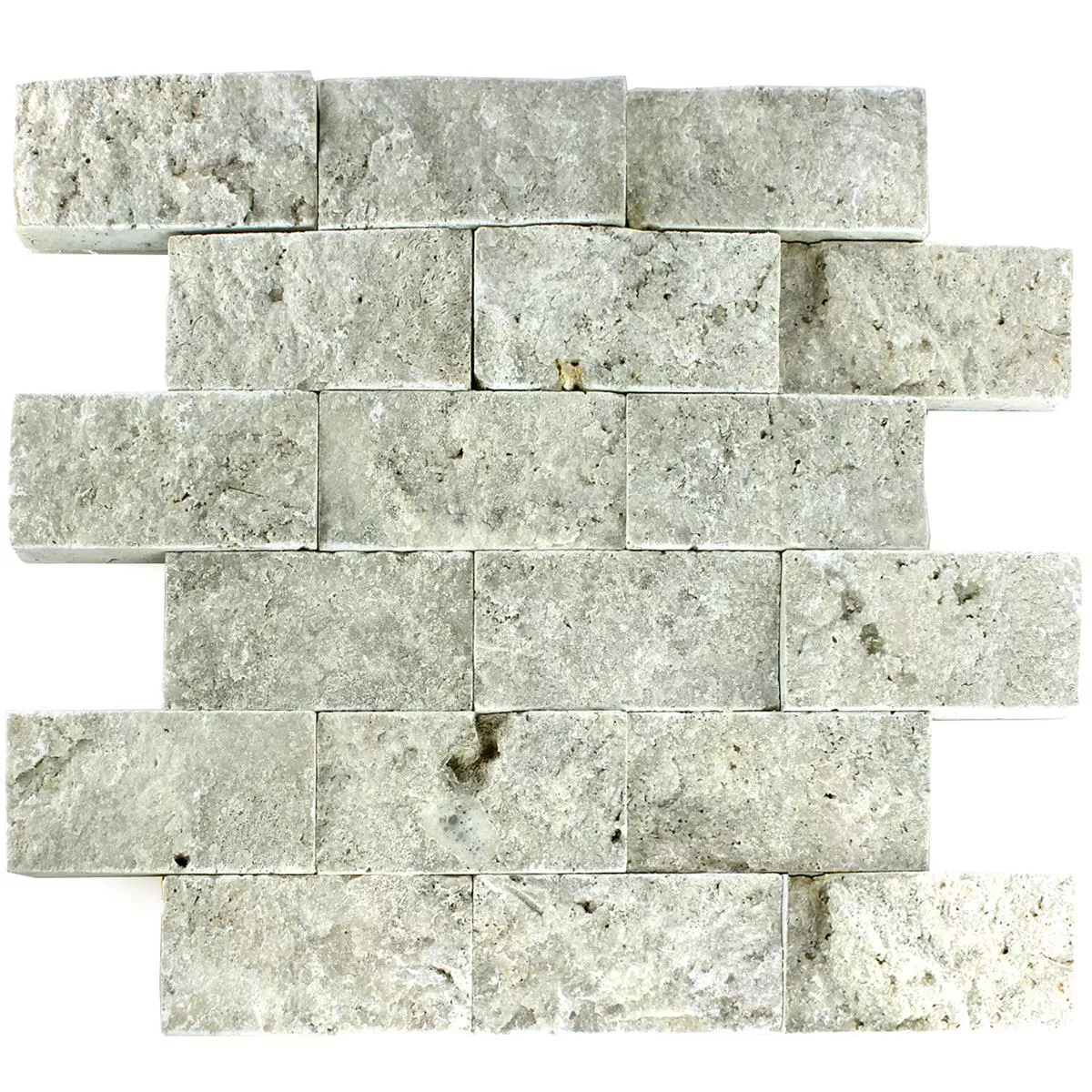Vzorek Mozaiková Dlaždice Přírodní Kámen 3D Sumba Stříbrná Brick