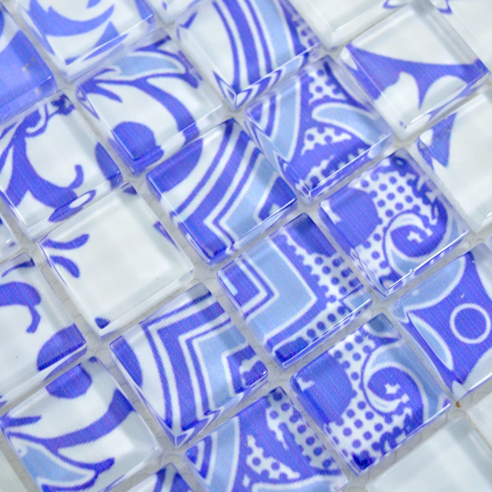 Skleněná Mozaika Retro Dlaždice Noya Vintage Modrá