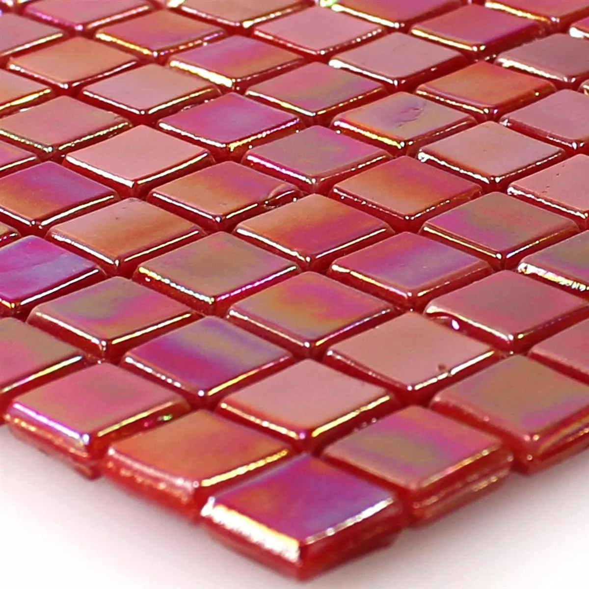 Skleněná Mozaika Dlaždice Perleťový Efekt Červená