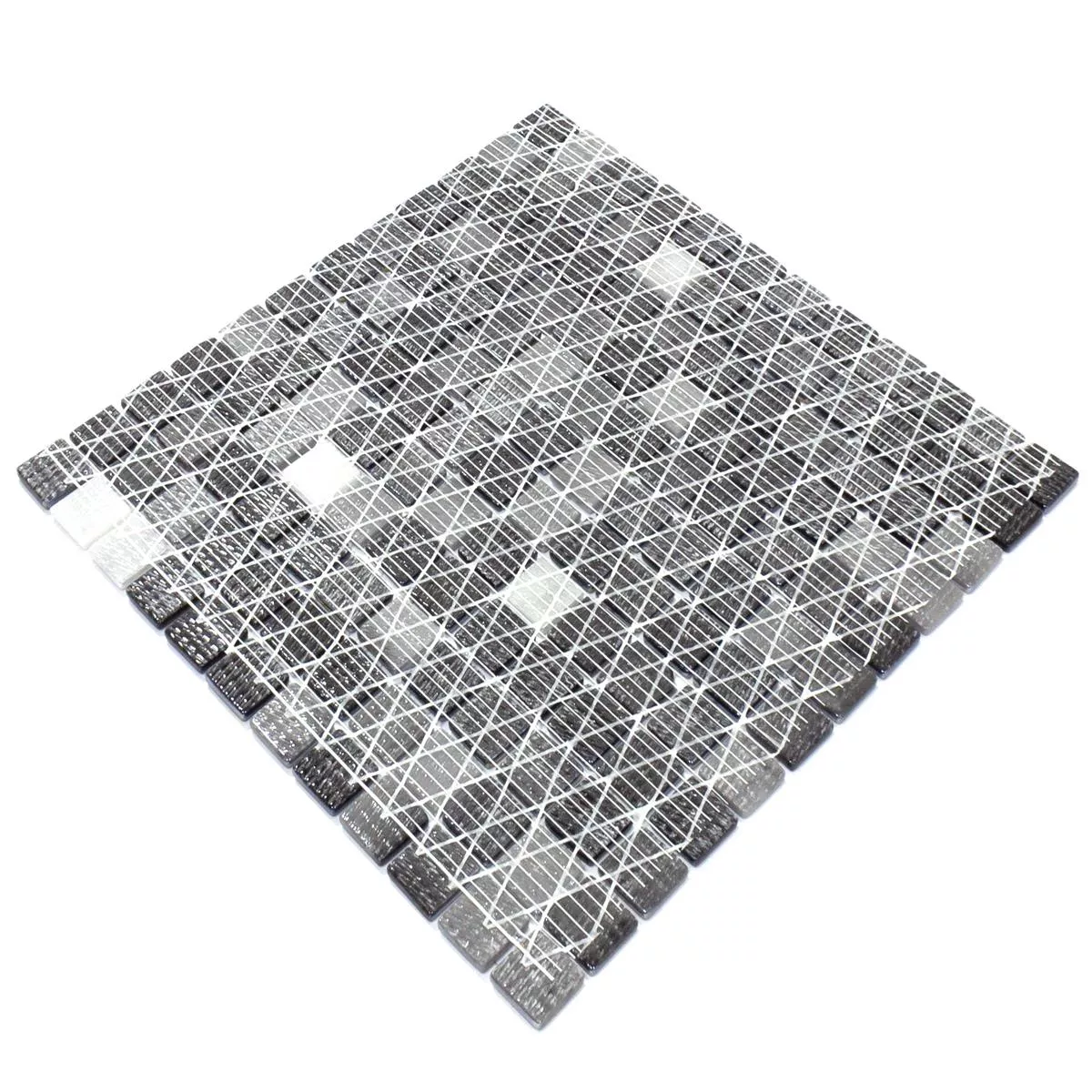 Vzorek Skleněná Mozaika Dlaždice Silvertown Antracitová Metallic 25x25mm