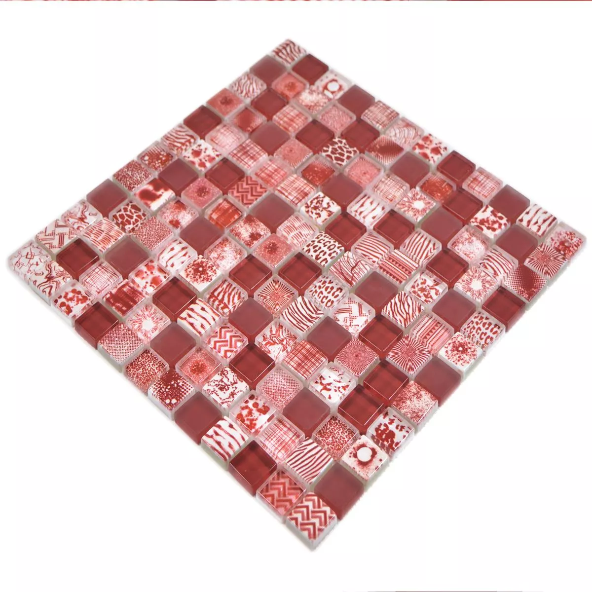 Skleněná Mozaika Dlaždice Cornelia Retro Vzhled Červená