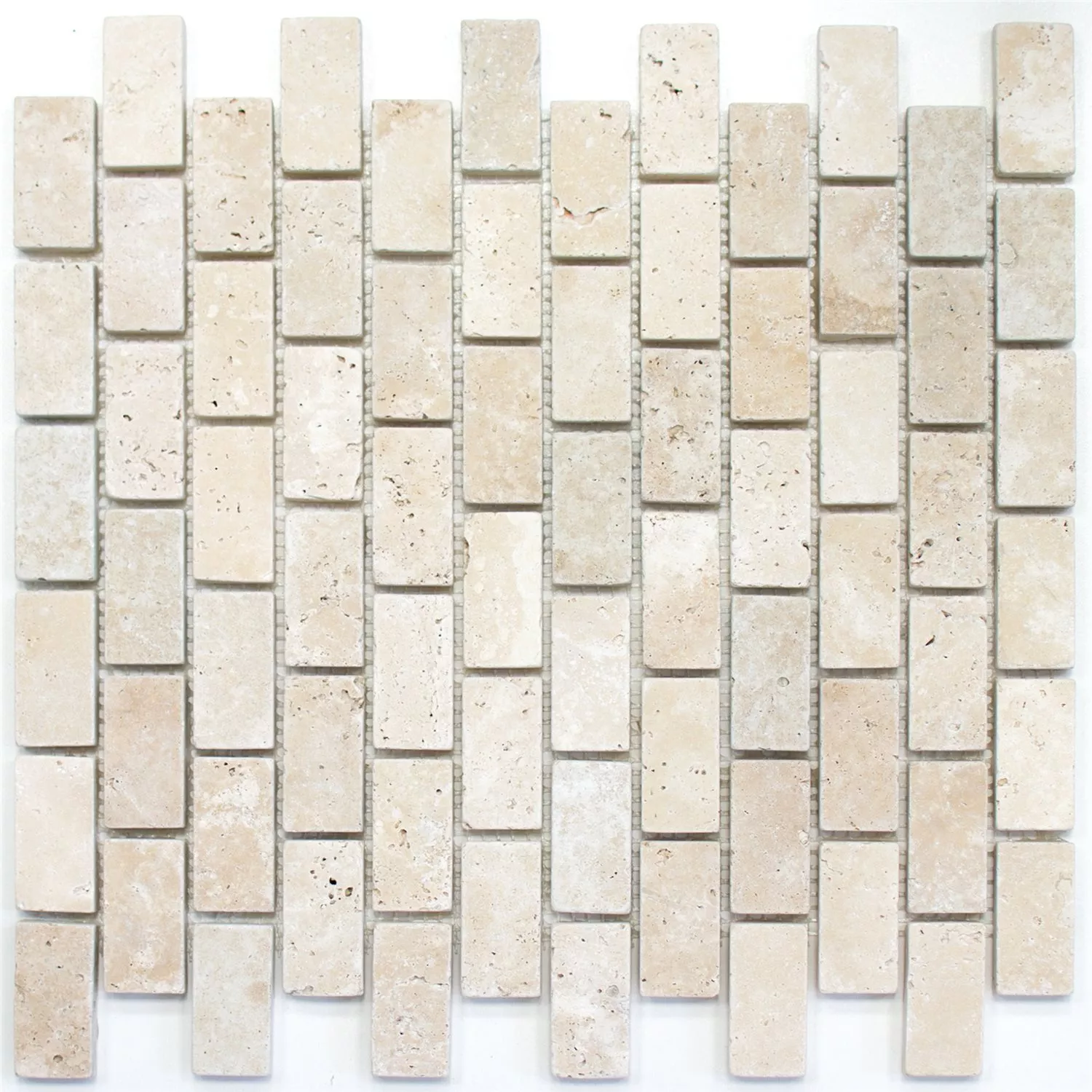 Vzorek Mozaiková Dlaždice Z Travertinu. Barga Béžová Brick