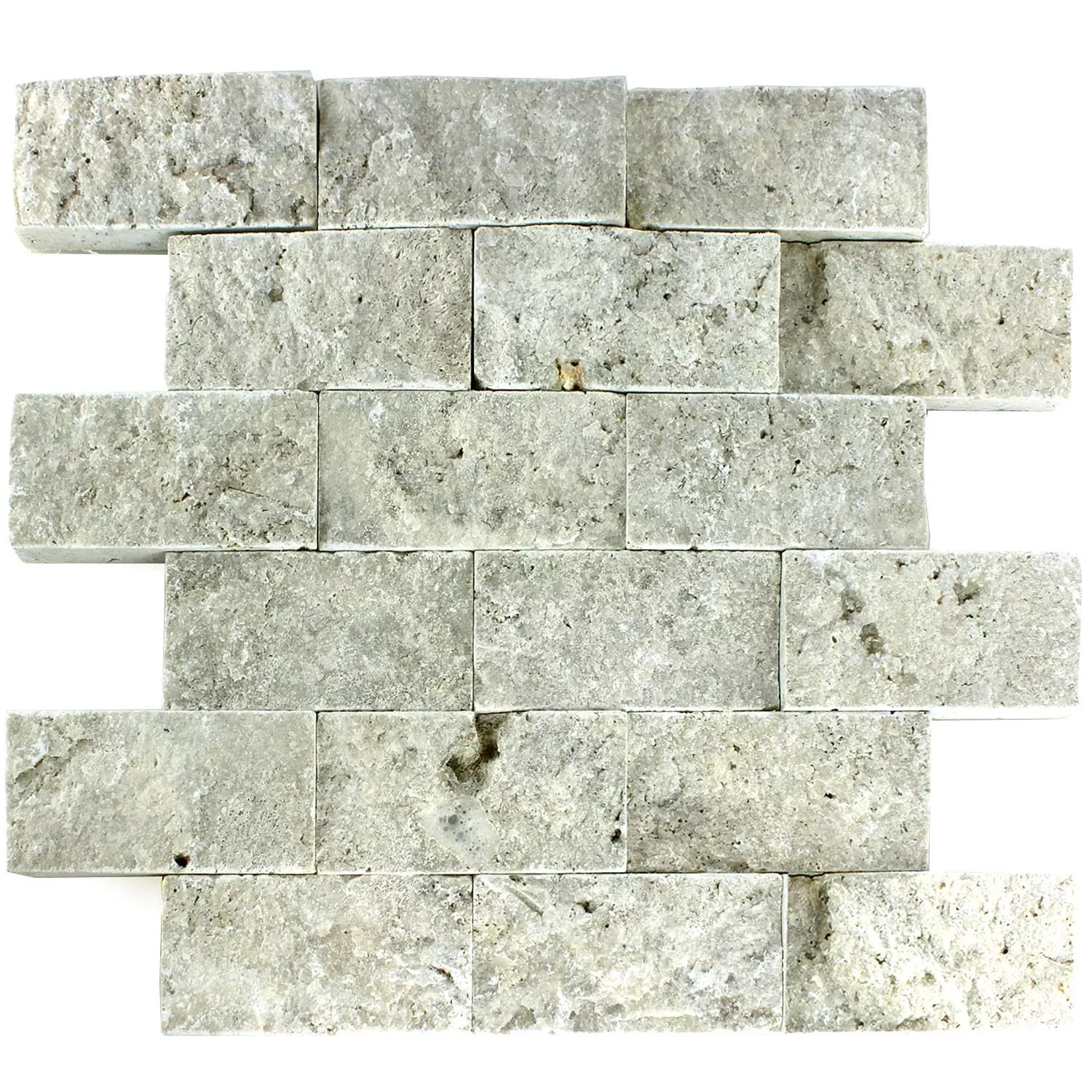 Mozaiková Dlaždice Přírodní Kámen 3D Sumba Stříbrná Brick
