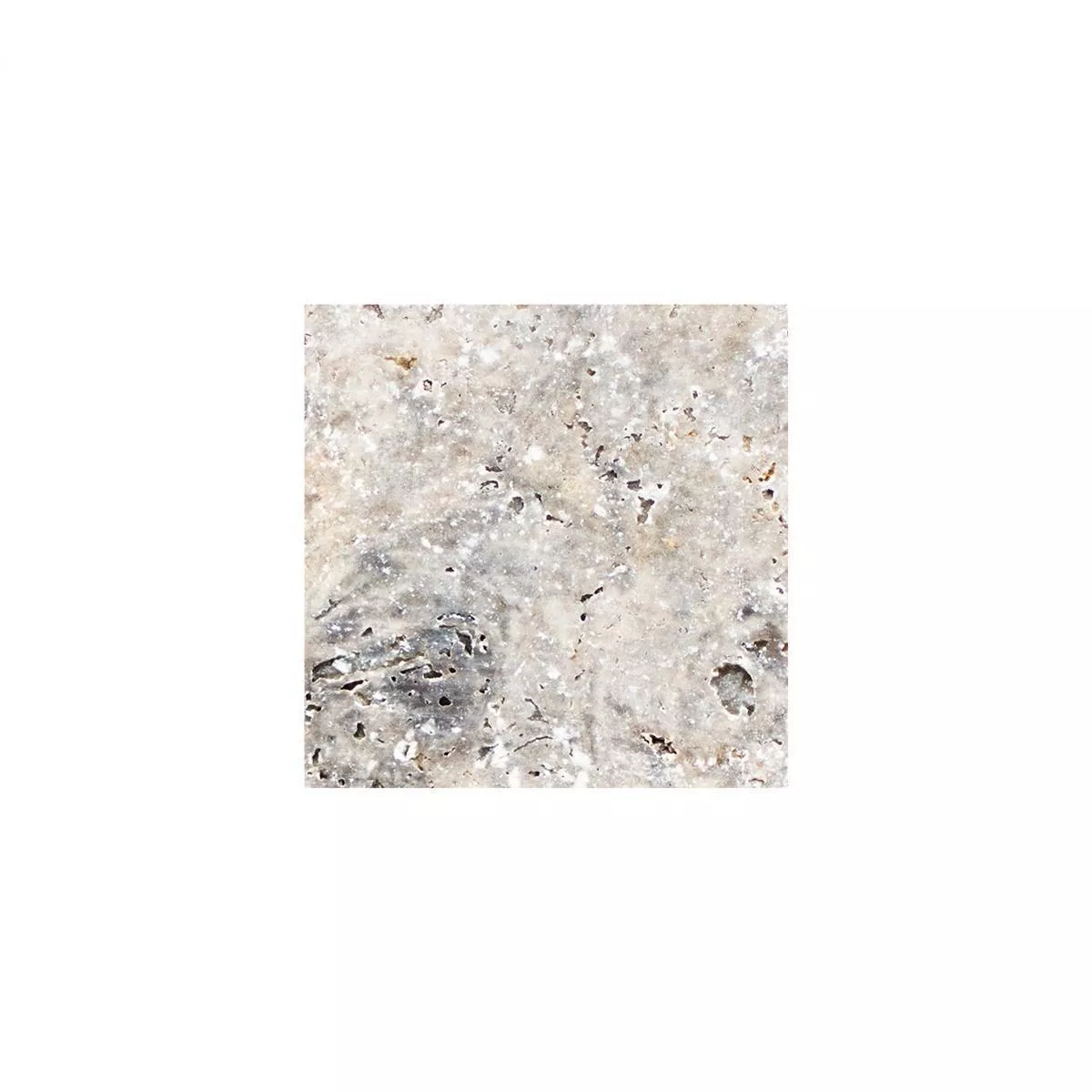 Vzorek Dlaždice Z Přírodního Kamene Z Travertinu. Nestor Stříbrná 10x10cm