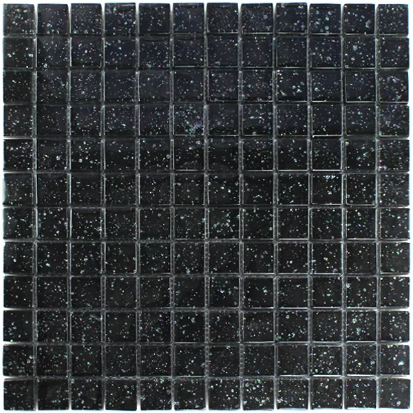Skleněná Mozaika Dlaždice Noc Černá Třpytky 23x23x8mm