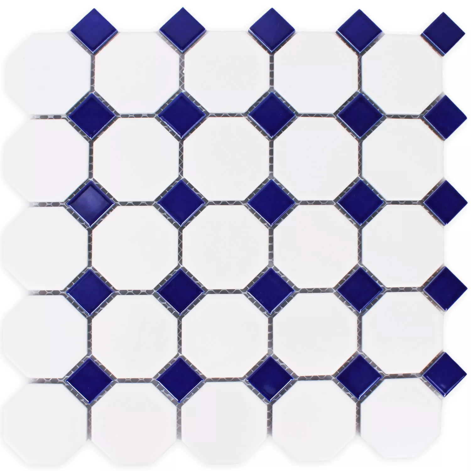 Vzorek Mozaiková Dlaždice Keramika Osmiúhelník Belami Bílá Modrá