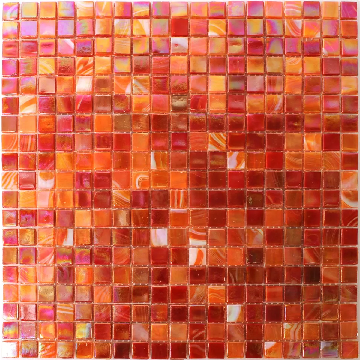 Skleněná Mozaika Dlaždice Perleťový Efekt Červená Mix