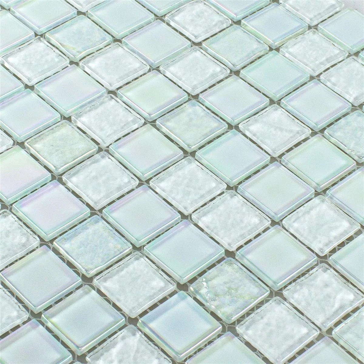 Skleněná Mozaika Dlaždice Perleťový Efekt Manor Bílá