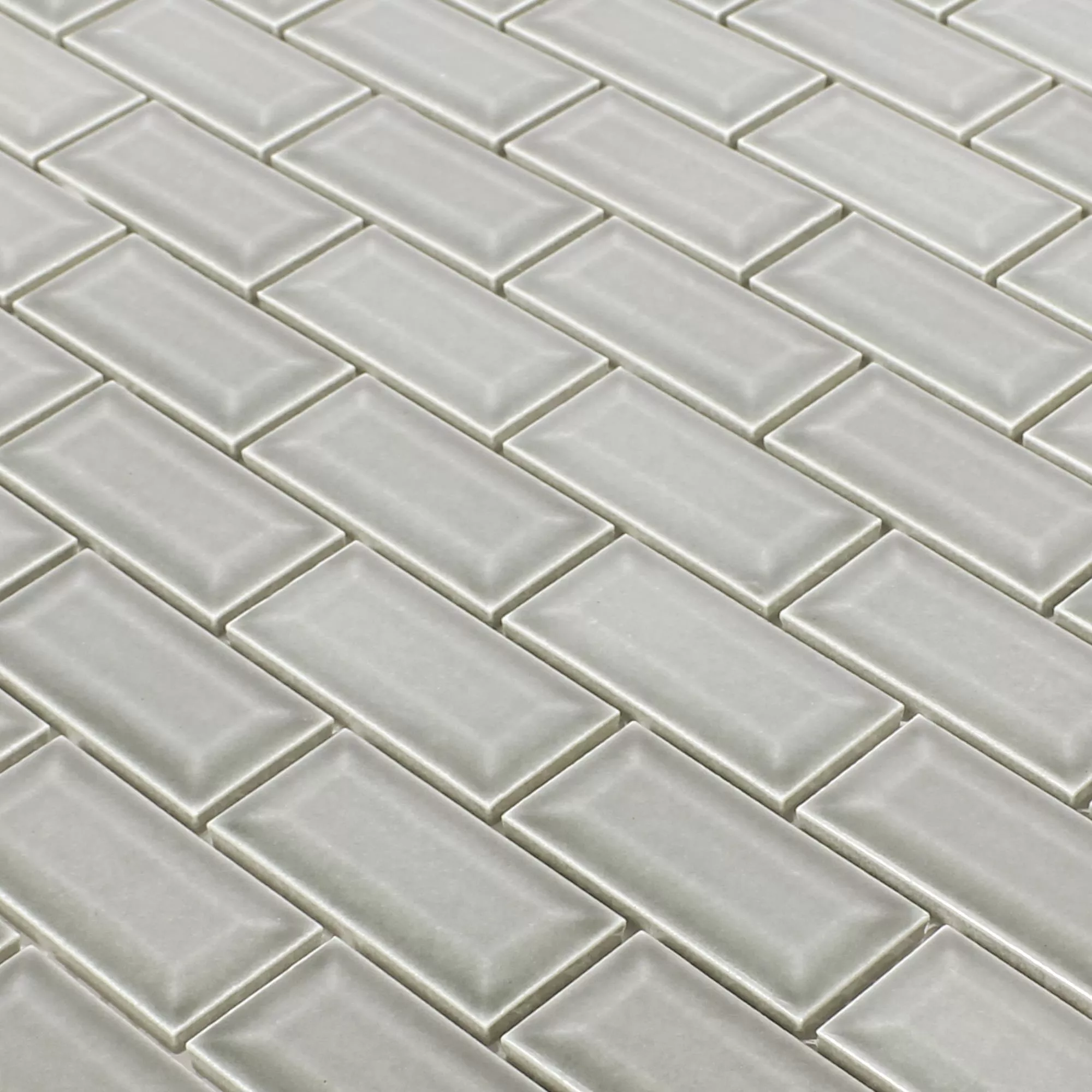 Vzorek Keramická Mozaika Dlaždice Metro Fazeta Picton Světle Šedá Lesklá