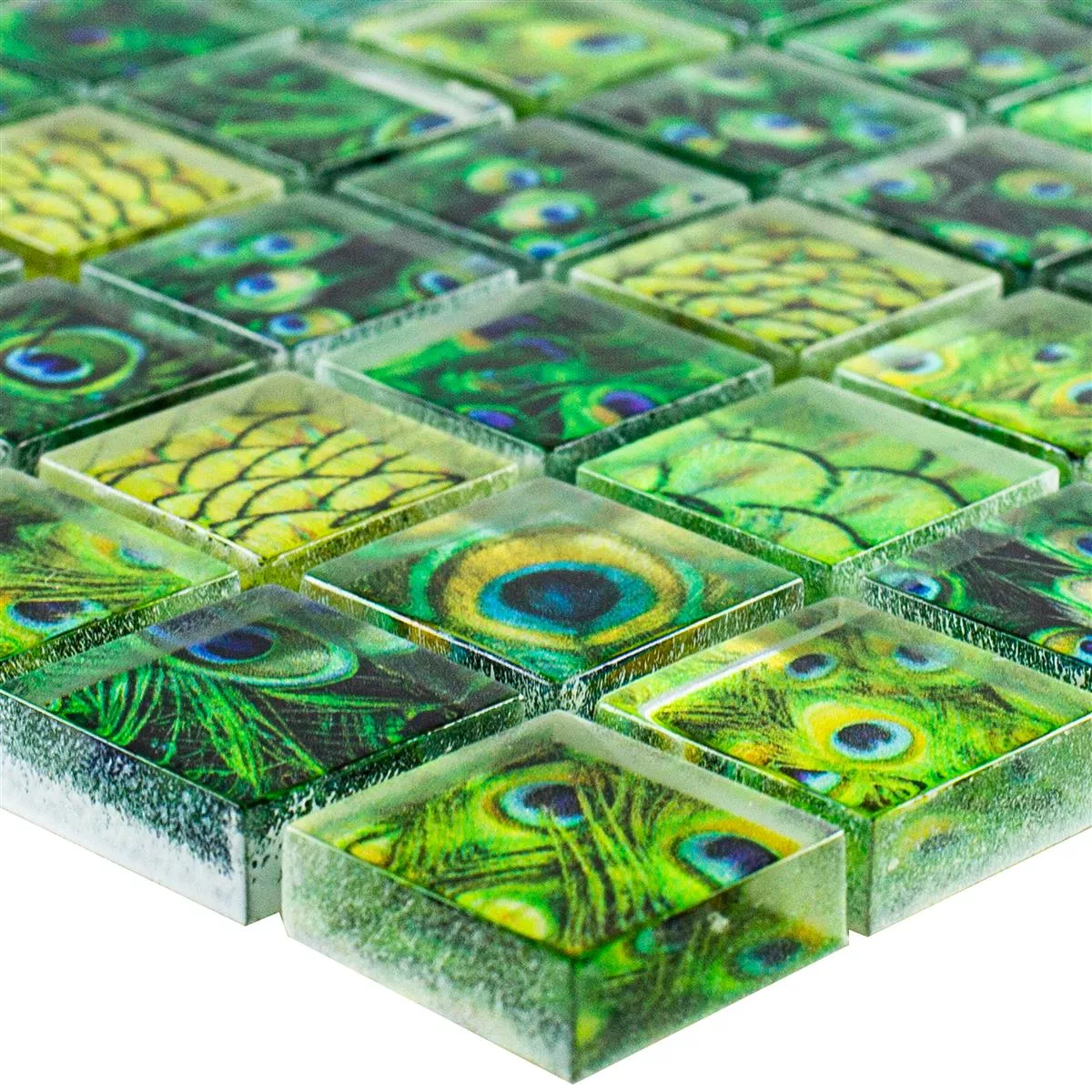 Vzorek Skleněná Mozaika Dlaždice Peafowl Zelená 23