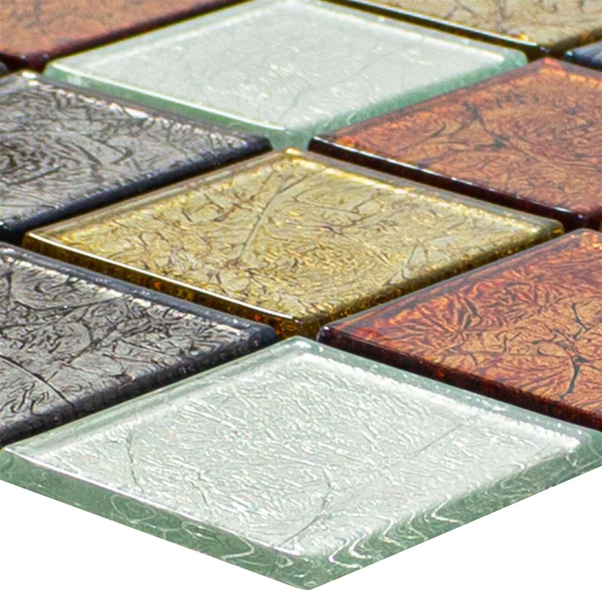 Skleněná Mozaika Dlaždice Curlew Červená Hnědá Stříbrná Q48 4mm 