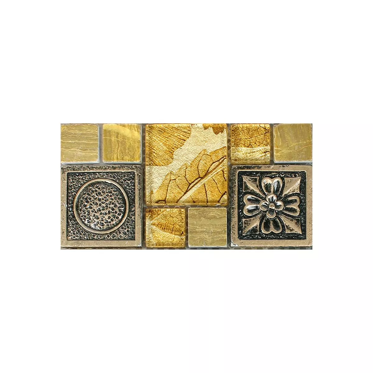 Vzorek Mozaiková Dlaždice Levanzo Sklo Pryskyřice Ornament Mix Zlatá