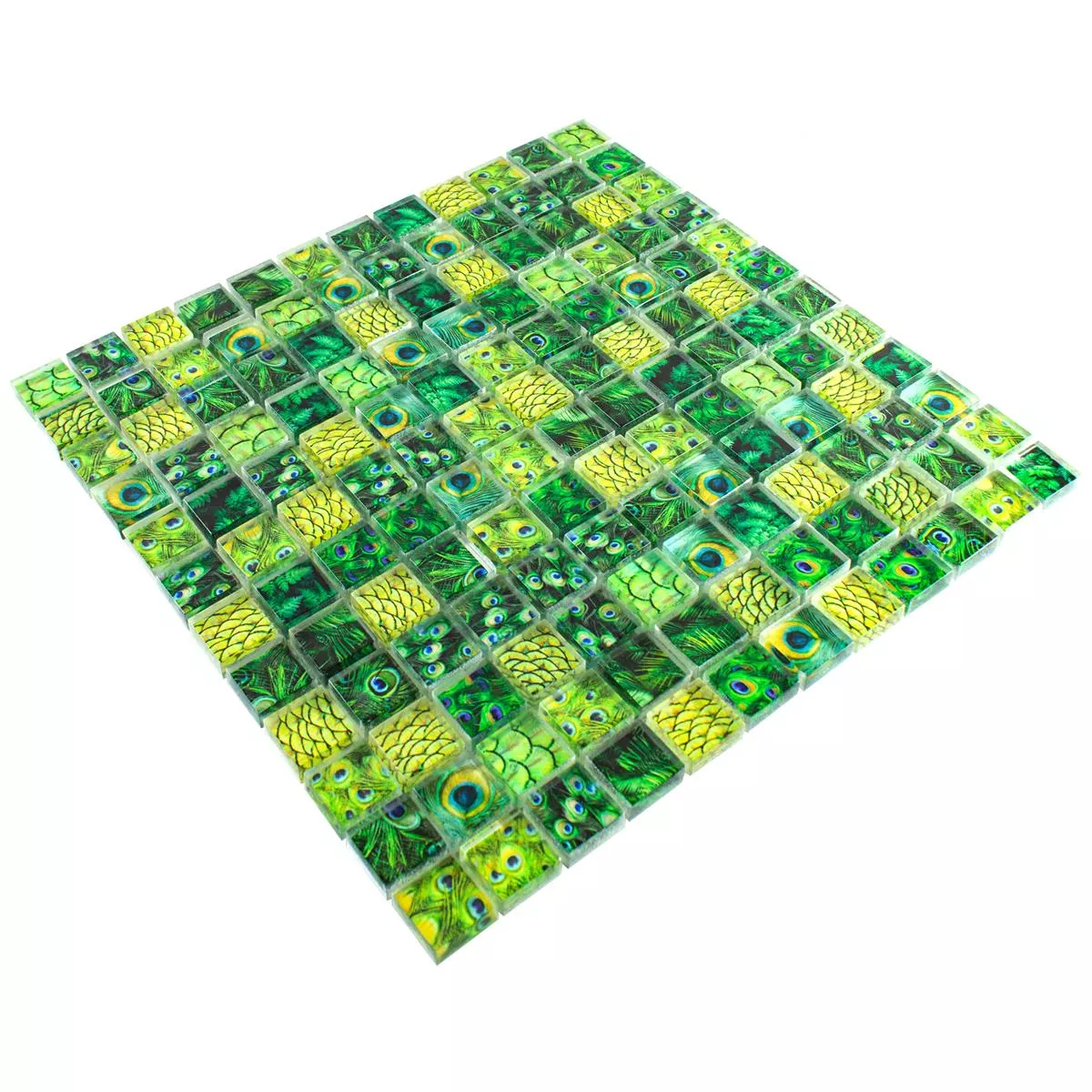 Vzorek Skleněná Mozaika Dlaždice Peafowl Zelená 23
