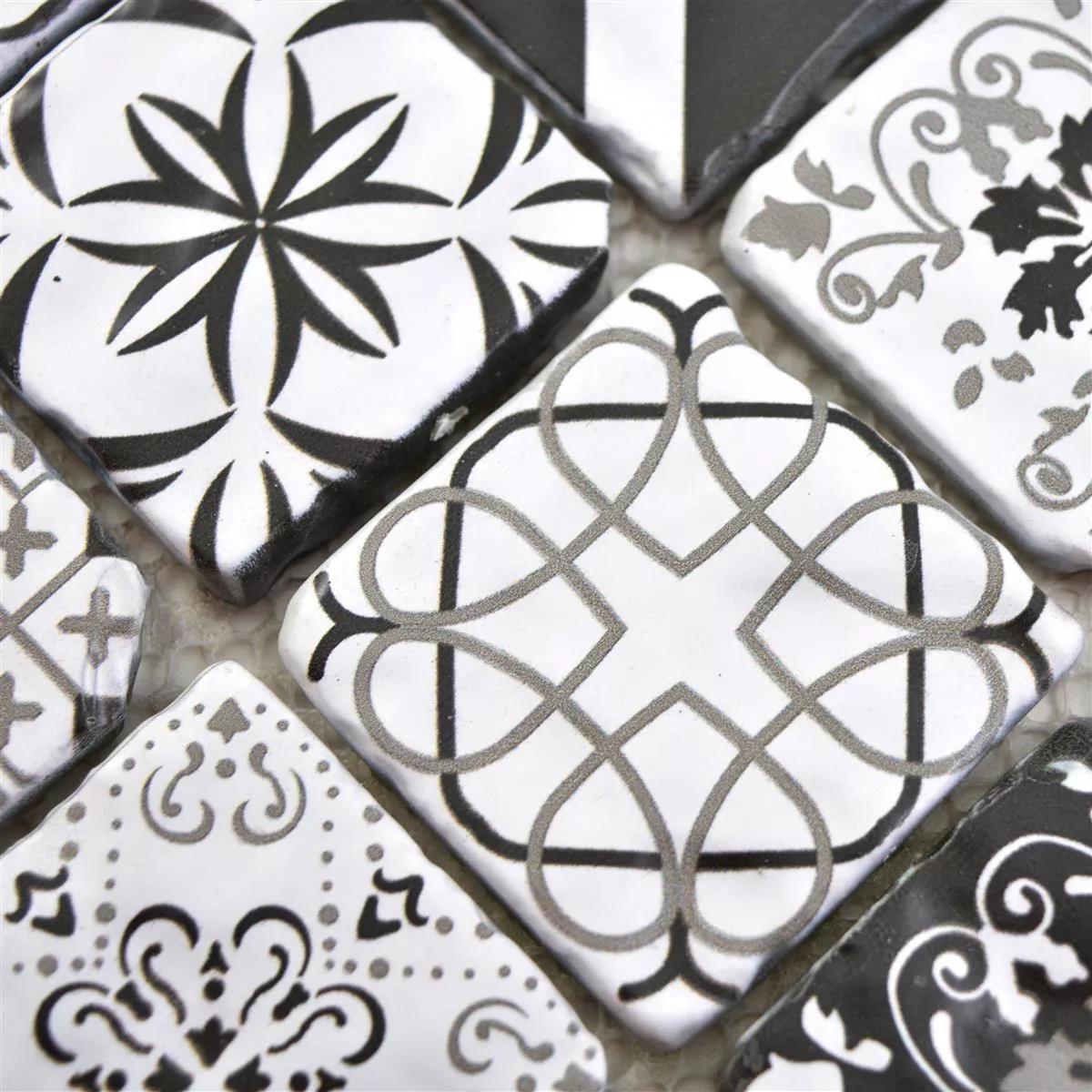 Vzorek Skleněná Mozaika Dlaždice Starlite Retro Černá Bílá 