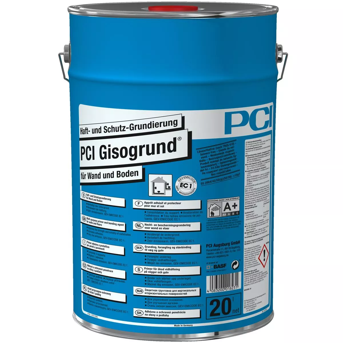 Lepicí a ochranný základní nátěr PCI Gisogrund modrý 20 litrů