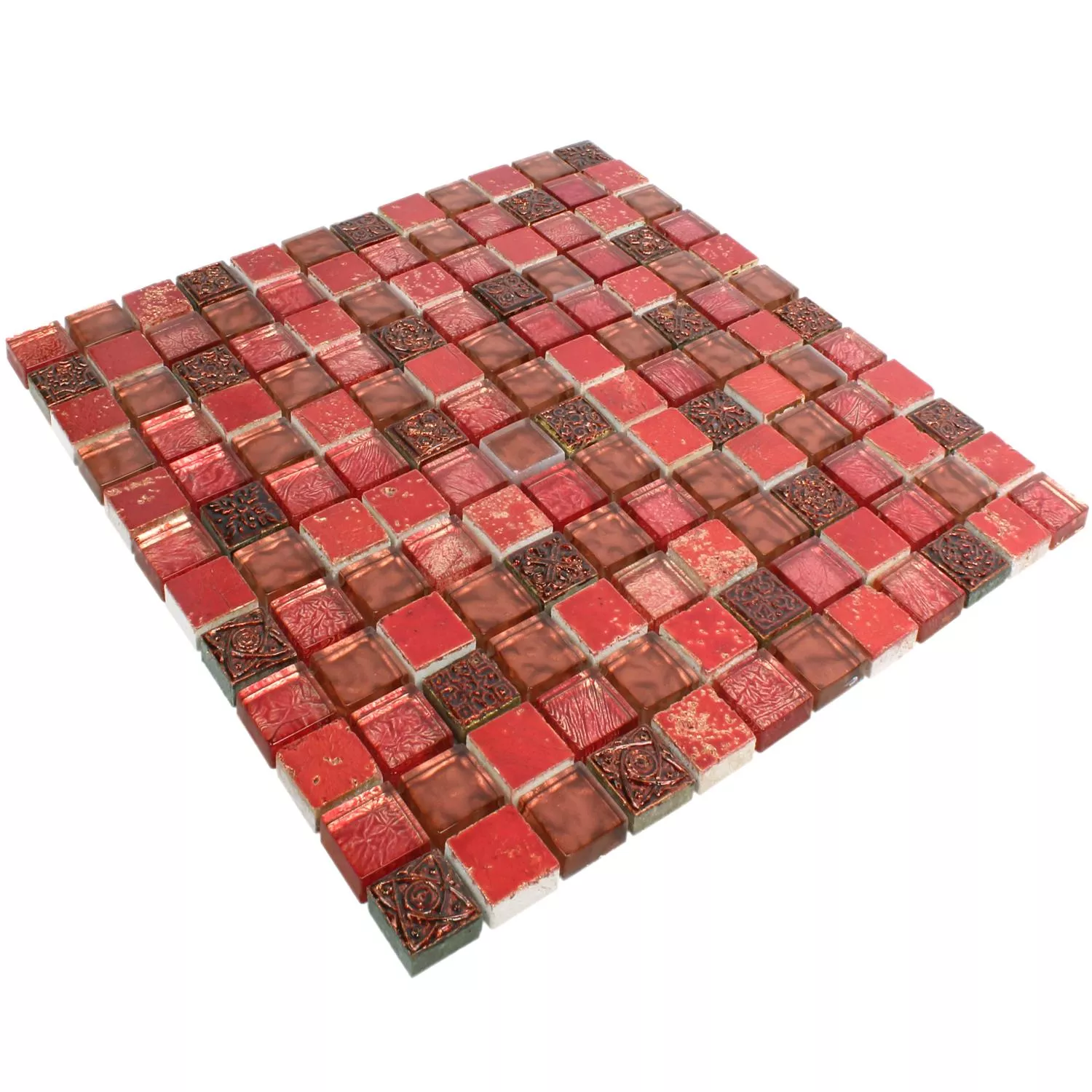 Vzorek Mozaiková Dlaždice Sklo Přírodní Kámen Maya Red